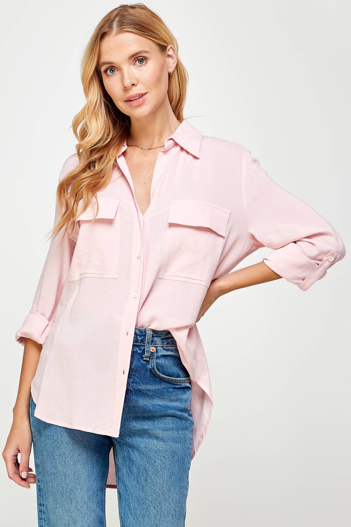 KT-1483-6 BUTTON DOWN SHIRT PINK
