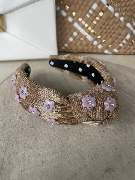 Enamel Flower Brocade Headband