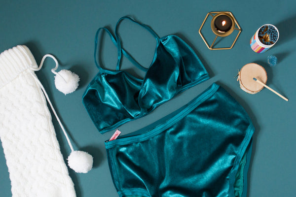 Teal Velvet Wrap Bralette