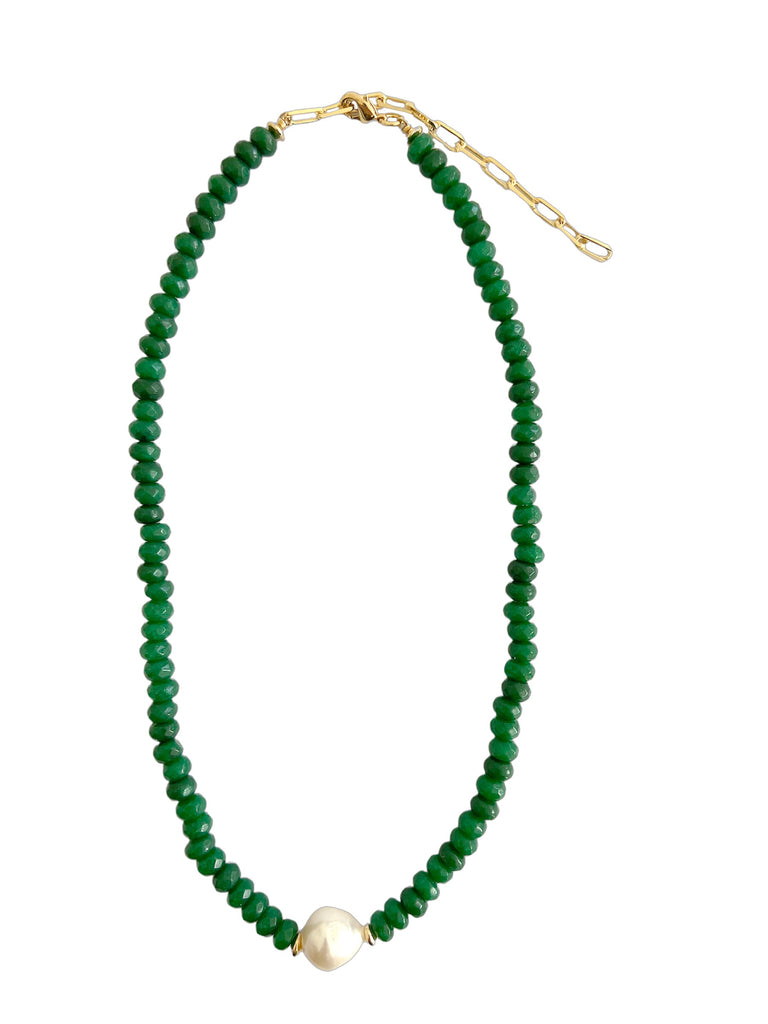 14 Karat Yellow Gold Jade & Pearl Necklace | Haig's of Rochester