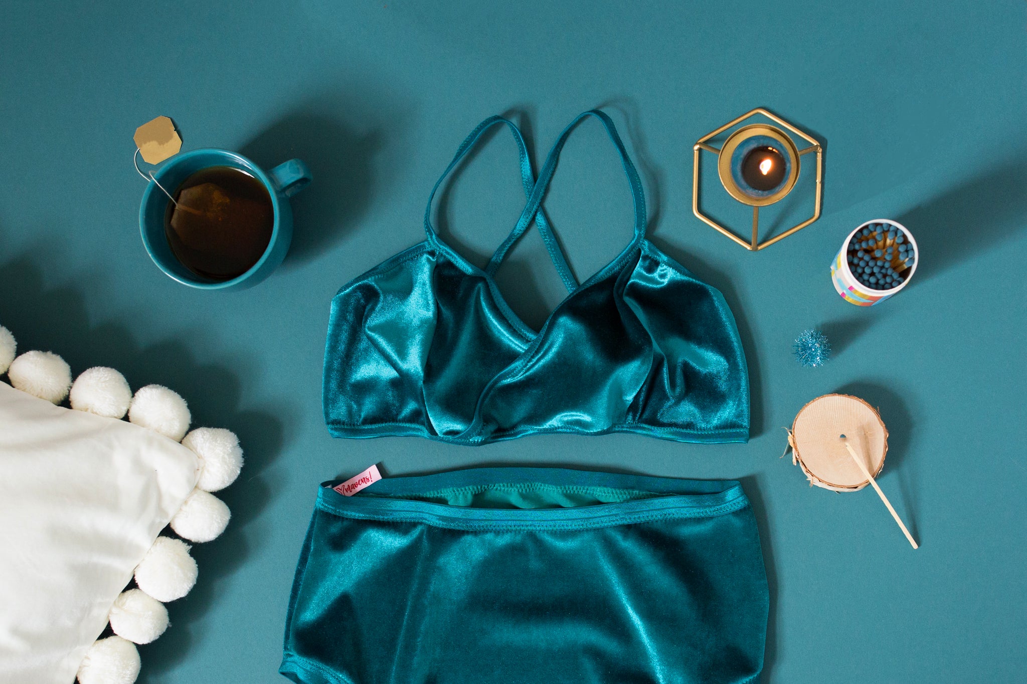 Teal Velvet Wrap Bralette